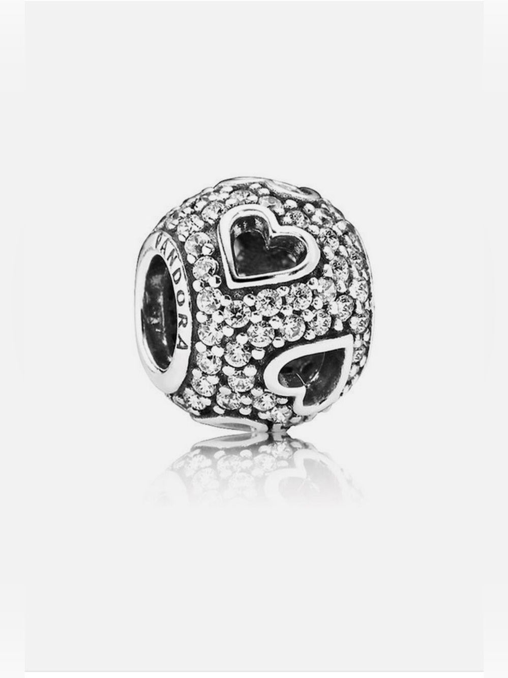 Pandora Retired Tumbling Hearts - Silver Pave Heart Charm